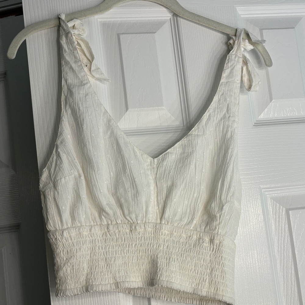 White Bow-Tie Strap Crop Top